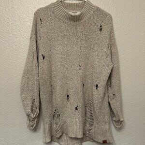 One Teaspoon Size XSmall Oversized Taupe Ultra Soft Distressed Sweater